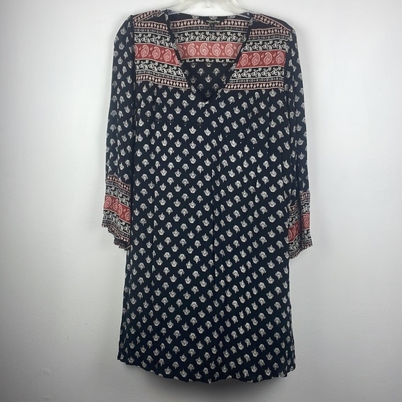 Millenium Black and Coral (Paisley & Tribal Print Design) Gauzy Dress size L - Picture 10 of 10